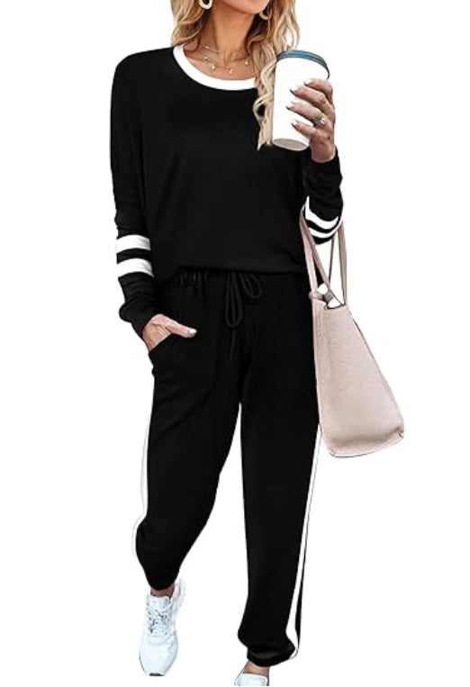 Women's 2 Piece Striped Sweatsuit