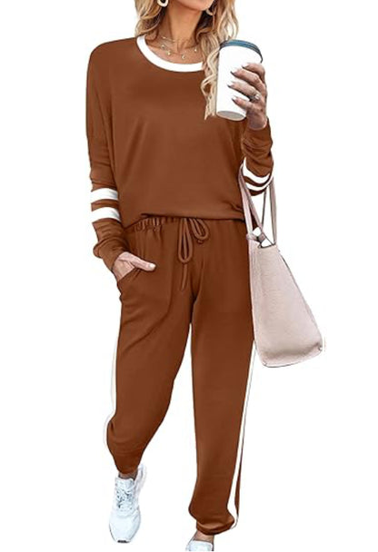 Women's 2 Piece Striped Sweatsuit