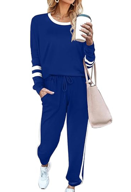 Women's 2 Piece Striped Sweatsuit