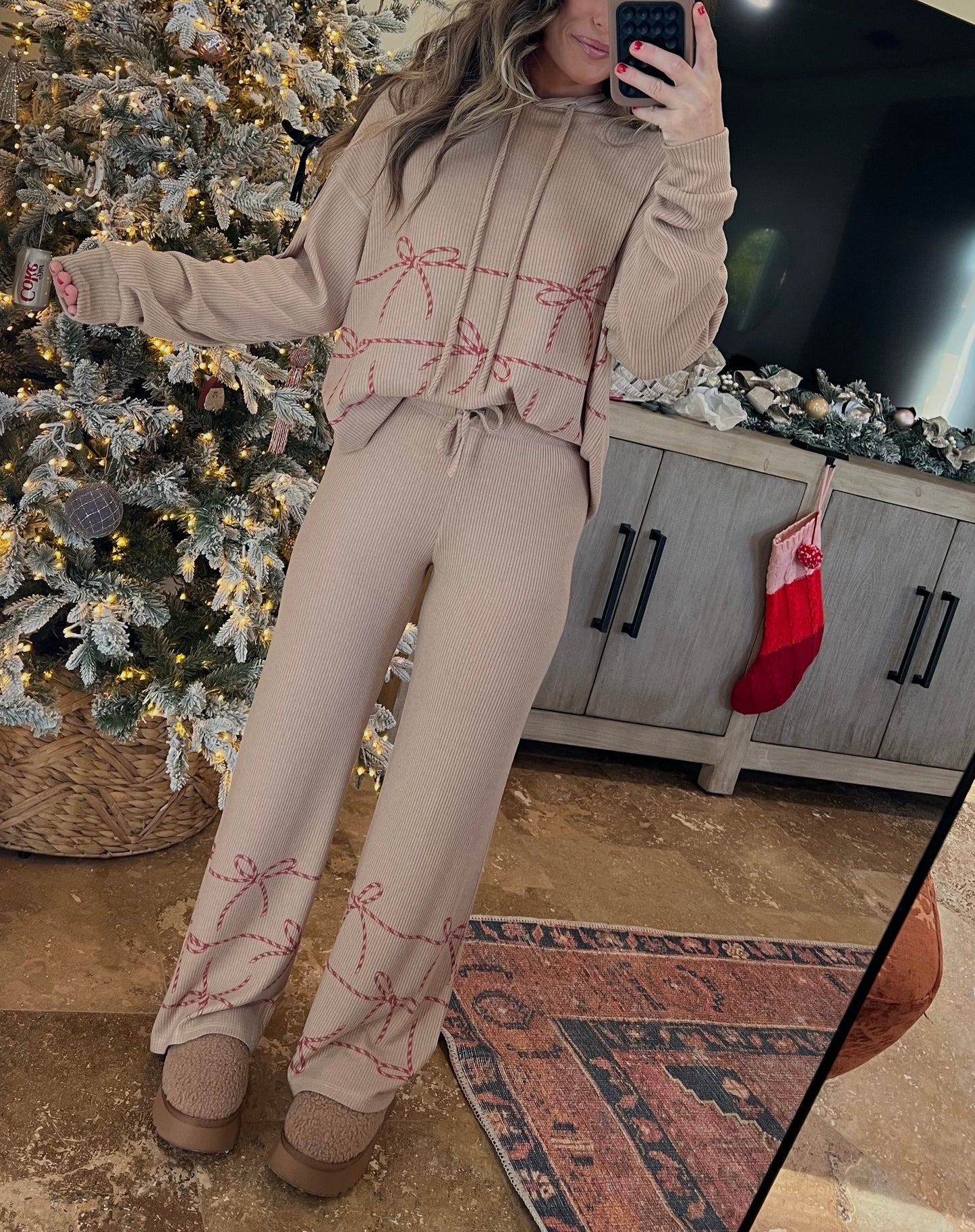 Women's Bow Detail Two Piece Lounge Set