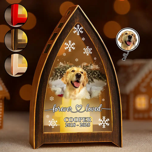 Custom Photo Forever Loved Memorial Dog Cat - Personalized Tabletop Lantern Light