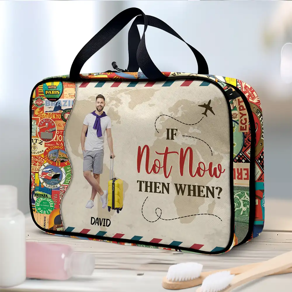 Custom Photo Just A Girl Boy Who Loves Traveling - Personalized Toiletry Bag