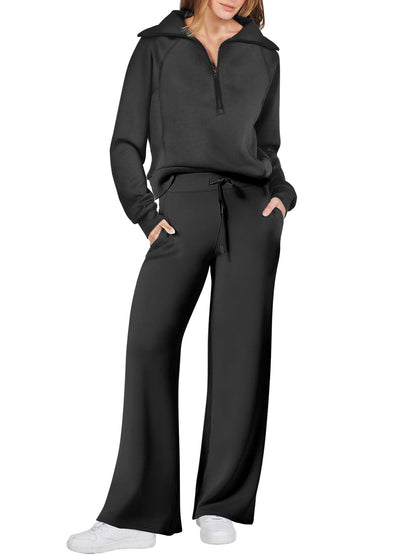 Christmas Sale 50% OFF - Women's Navy Collar Half Zip Suit