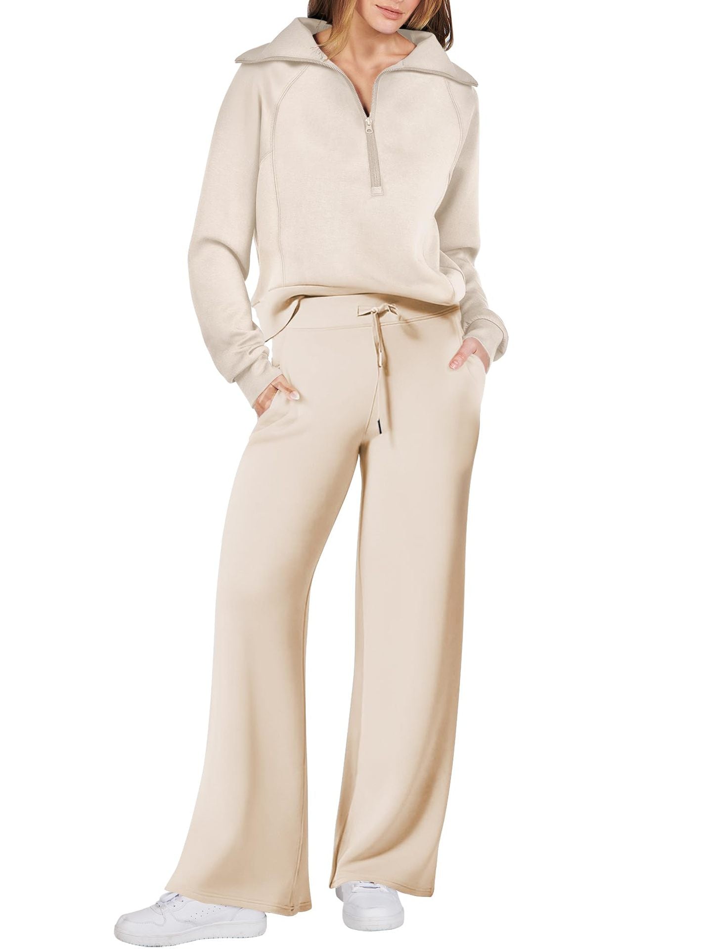 Christmas Sale 50% OFF - Women's Navy Collar Half Zip Suit
