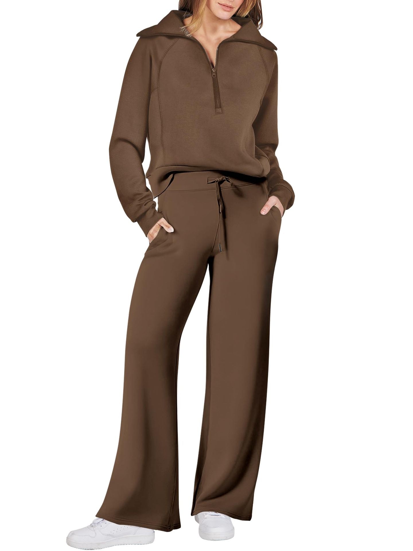 Christmas Sale 50% OFF - Women's Navy Collar Half Zip Suit