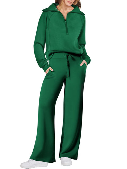 Christmas Sale 50% OFF - Women's Navy Collar Half Zip Suit