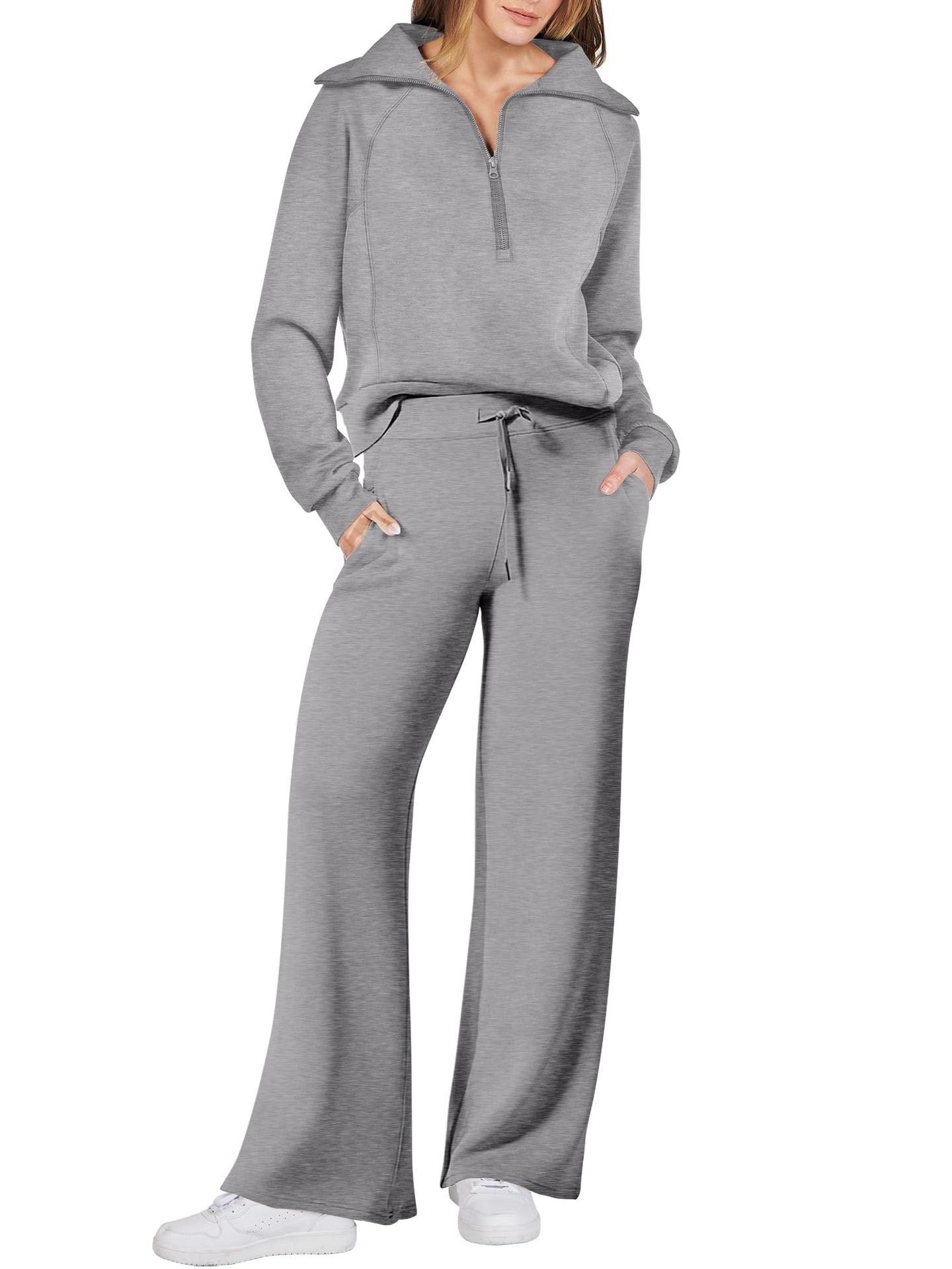 Christmas Sale 50% OFF - Women's Navy Collar Half Zip Suit