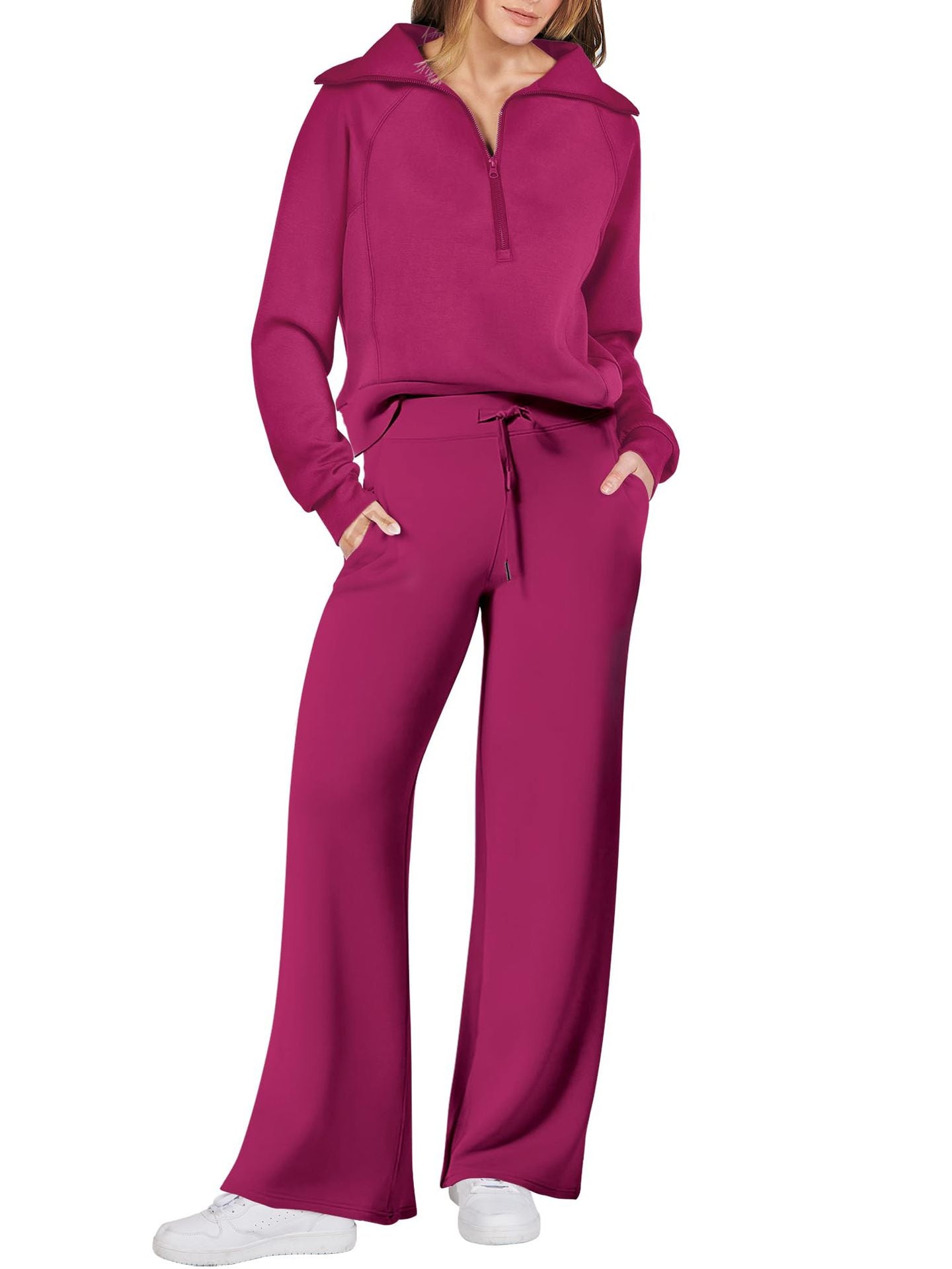 Christmas Sale 50% OFF - Women's Navy Collar Half Zip Suit