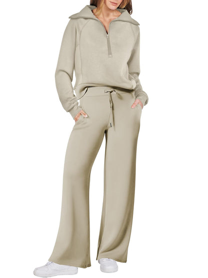 Christmas Sale 50% OFF - Women's Navy Collar Half Zip Suit