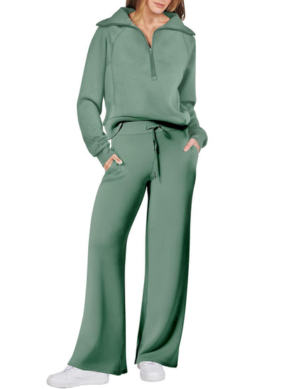 Christmas Sale 50% OFF - Women's Navy Collar Half Zip Suit