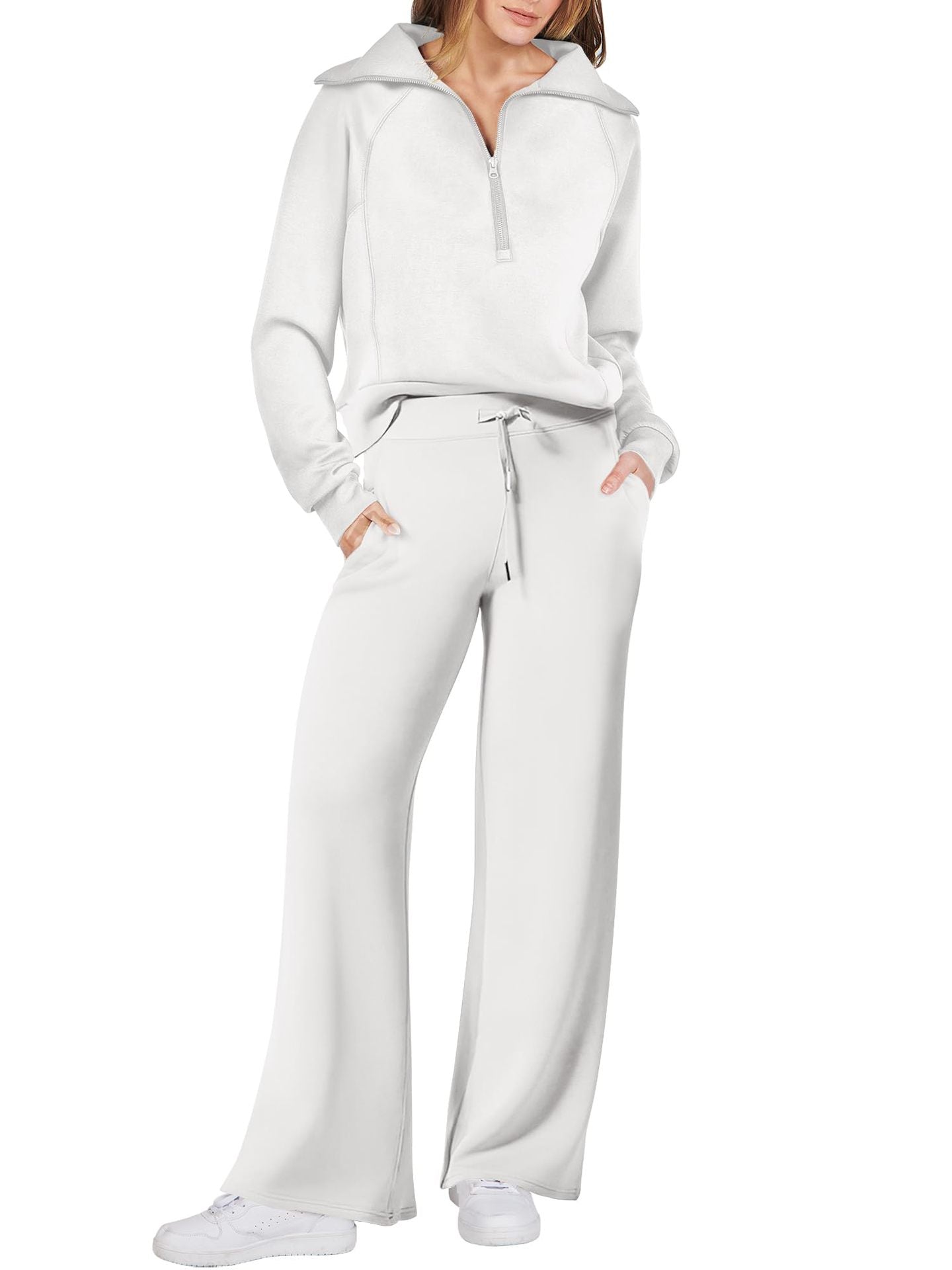 Christmas Sale 50% OFF - Women's Navy Collar Half Zip Suit