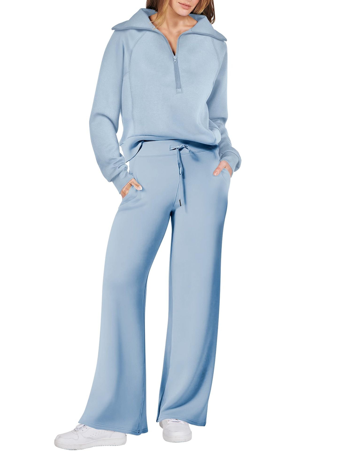 Christmas Sale 50% OFF - Women's Navy Collar Half Zip Suit