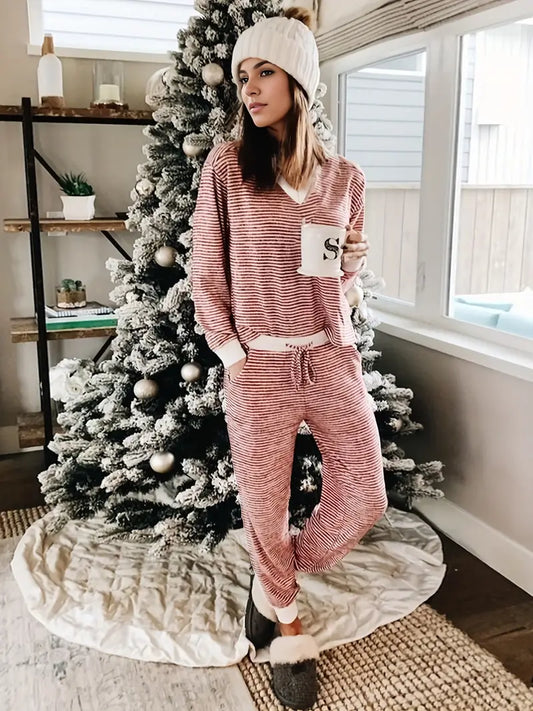 Women's Striped Lounge Pajamas Set