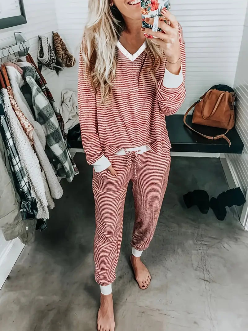 Women's Striped Lounge Pajamas Set