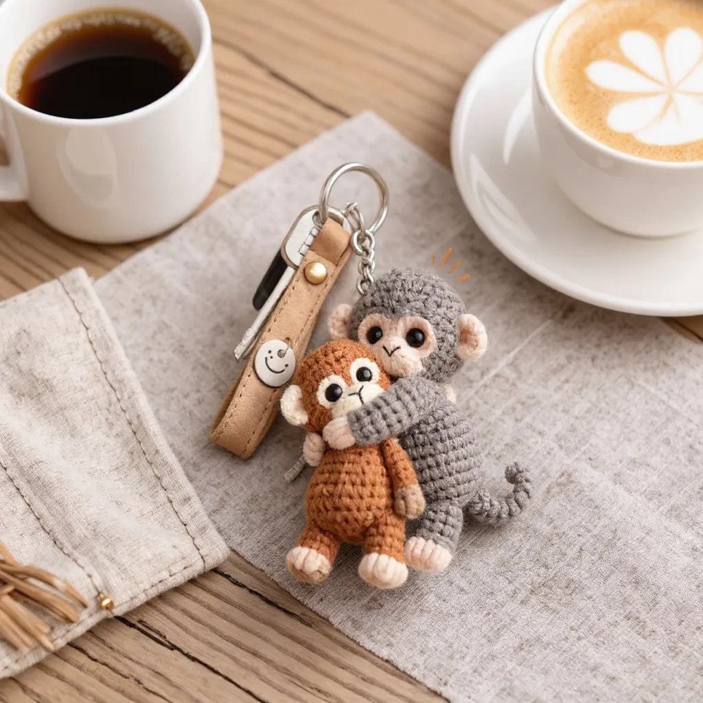 🔥LAST DAY 50% OFF - 💕Handcrafted Crochet Punch Monkey Keychain