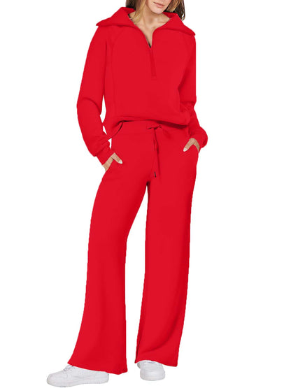 Christmas Sale 50% OFF - Women's Navy Collar Half Zip Suit